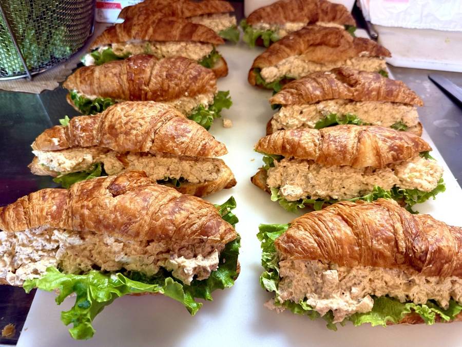 Chicken salad croissant sandwiches catering spread